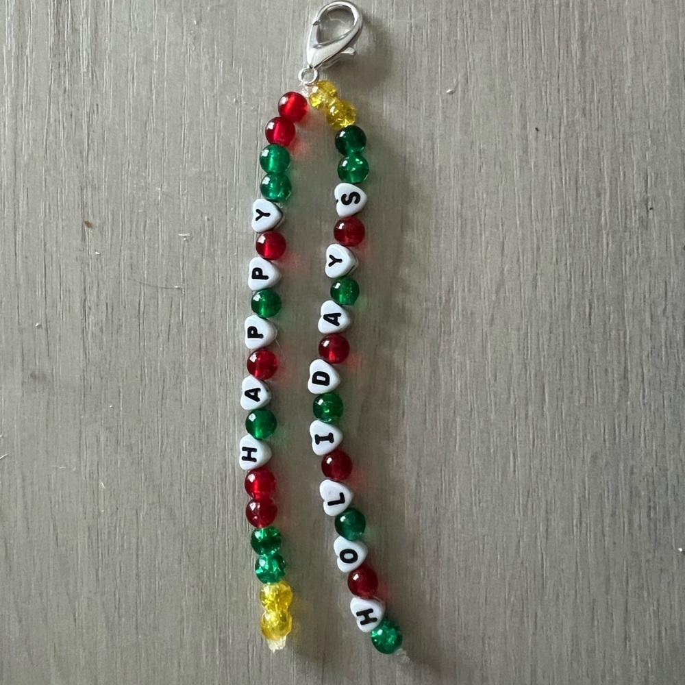 Handmade Happy Holidays Christmas Keychain - Picture 3 of 3